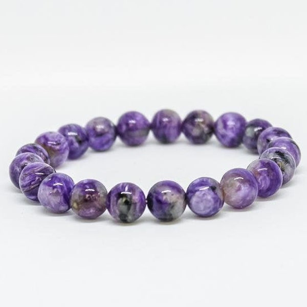 Purple Russian Charoite gemstone stacking crystal bracelets for women gift for her Beaded Bracelets Anxity Bracelet Stretch Bracelet