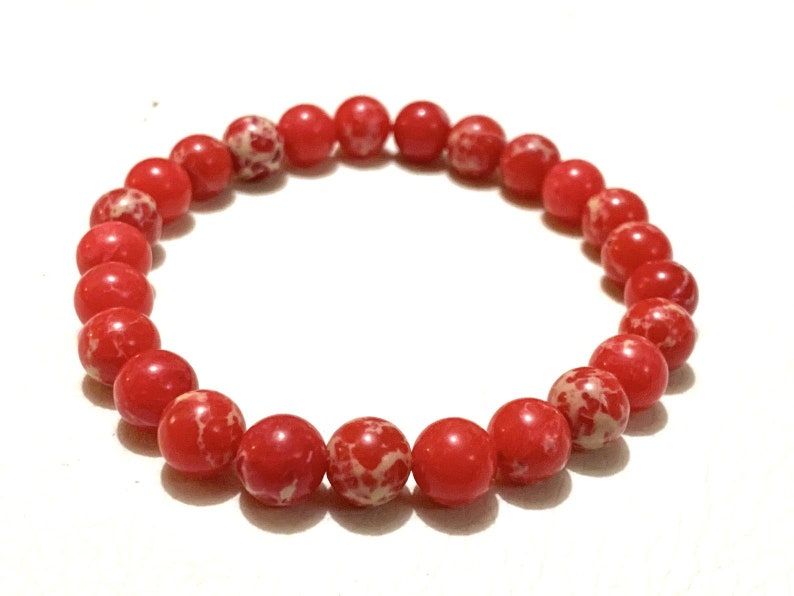 Healing Bracelet Christmas Red Imperial Jasper Bracelet Natural Stone Bracelet 8mm Red Imperial Sea Sediment Jasper Gemstone Bracelet
