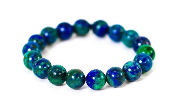 Bracelet Azurite-Malachite, perles de 10 mm - Lithothérapie - Cristal  Essence