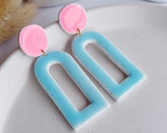 Polymer clay Earrings, Handmade Jewelry, Lightweight, Unique Modern Earrings, Boho Clay Earrings, Lightweight Jewelry, Geometric Gift