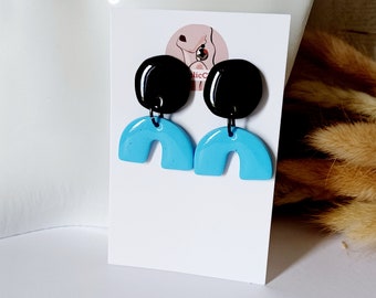 Pendientes de arcilla polimérica, Joyería hecha a mano, Ligeros, Pendientes modernos únicos, Pendientes de arcilla boho, Joyería ligera, Regalo geométrico