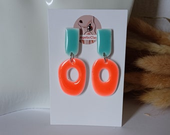 Pendientes de arcilla polimérica, Joyería hecha a mano, Ligeros, Pendientes modernos únicos, Pendientes de arcilla boho, Joyería ligera, Regalo geométrico