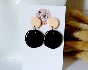 Pendientes de arcilla polimérica, Joyería hecha a mano, Ligeros, Pendientes modernos únicos, Pendientes de arcilla boho, Joyería ligera, Regalo geométrico