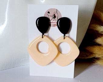 Pendientes de arcilla polimérica, Joyería hecha a mano, Ligeros, Pendientes modernos únicos, Pendientes de arcilla boho, Joyería ligera, Regalo geométrico