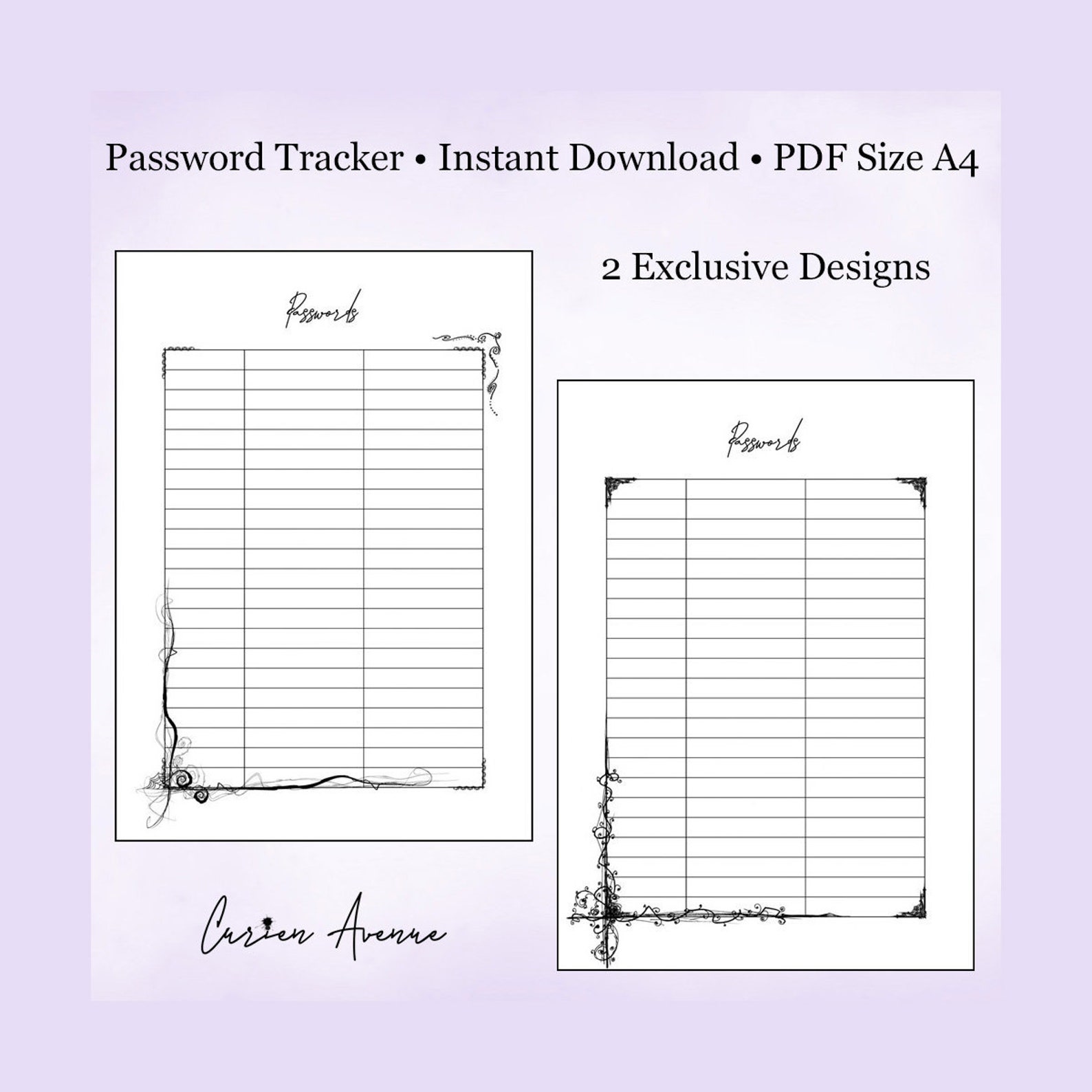 Passwords Bullet Journal Printable PDF | Etsy