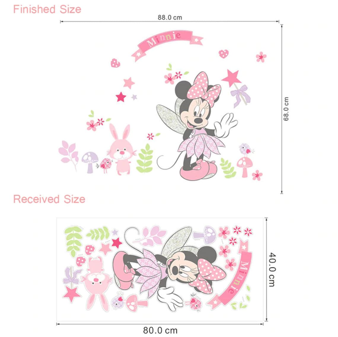 Disney Minnie Mouse Wall Stickers Kids Baby Girls Rooms Etsy
