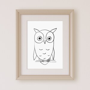 Cute Owl Drawing, Nursery Art, Kids Room, Woodland Animals, Cute Wall Art, Baby Owl, Owl Wall Art, Owl Printable, Printable Nursery Art