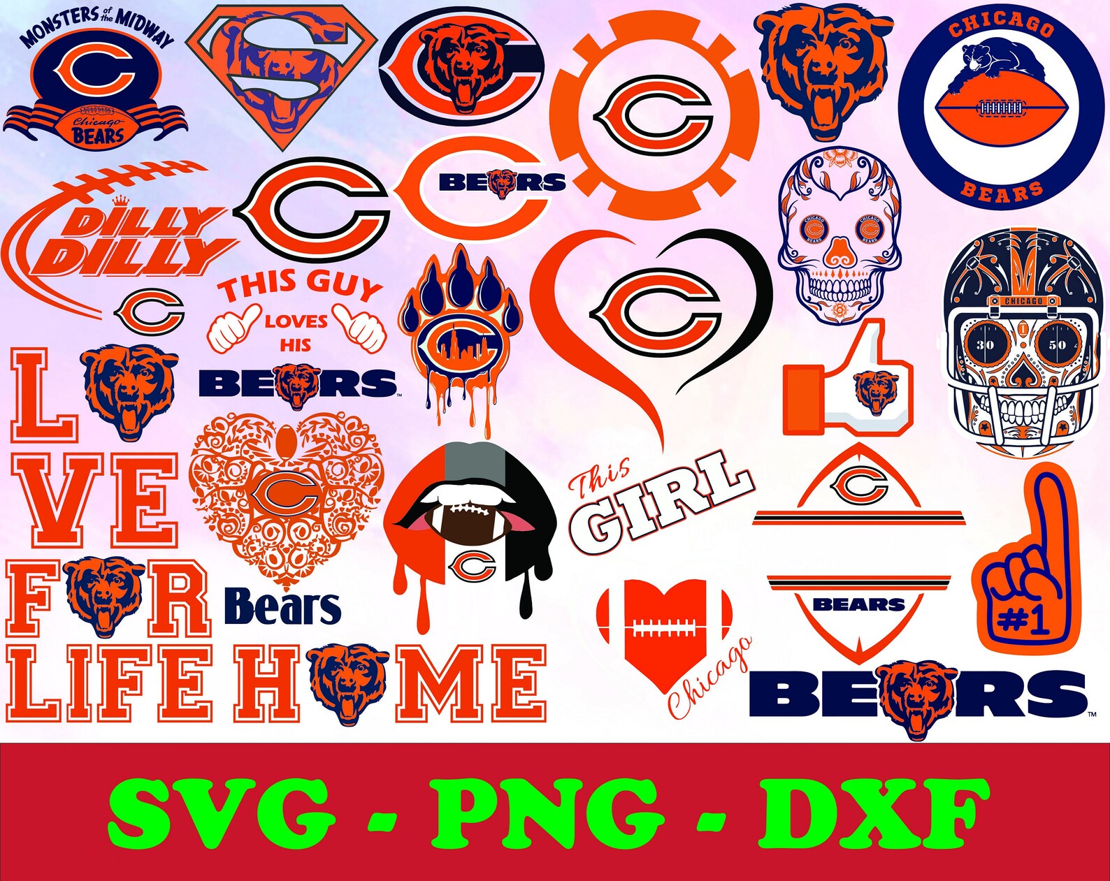 Chicago Bears svg dxf png NFL svg dxf png NFL logo svg | Etsy