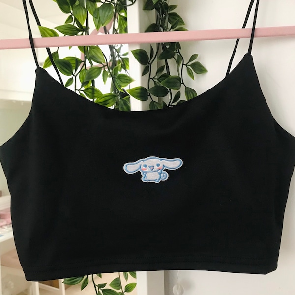 Handmade Cinnamoroll Kawaii Cute Adorable Black Crop Top