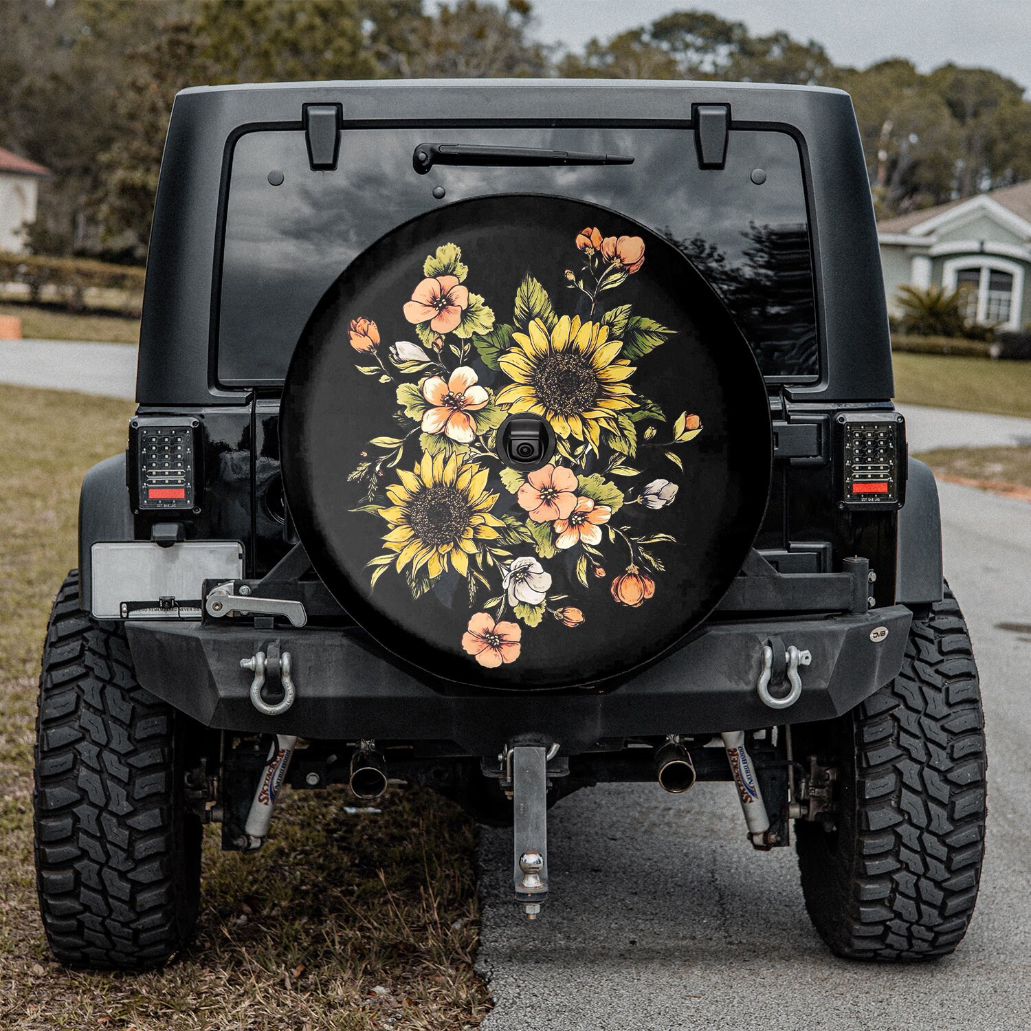 Discover Sunflower Floral Gift For Mom, Trendy Tire Cover, USA Spare Tire Cover