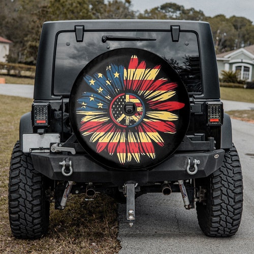 Sunflower American Flag Hippie Christmas Gift SUV Tire Cover - Etsy