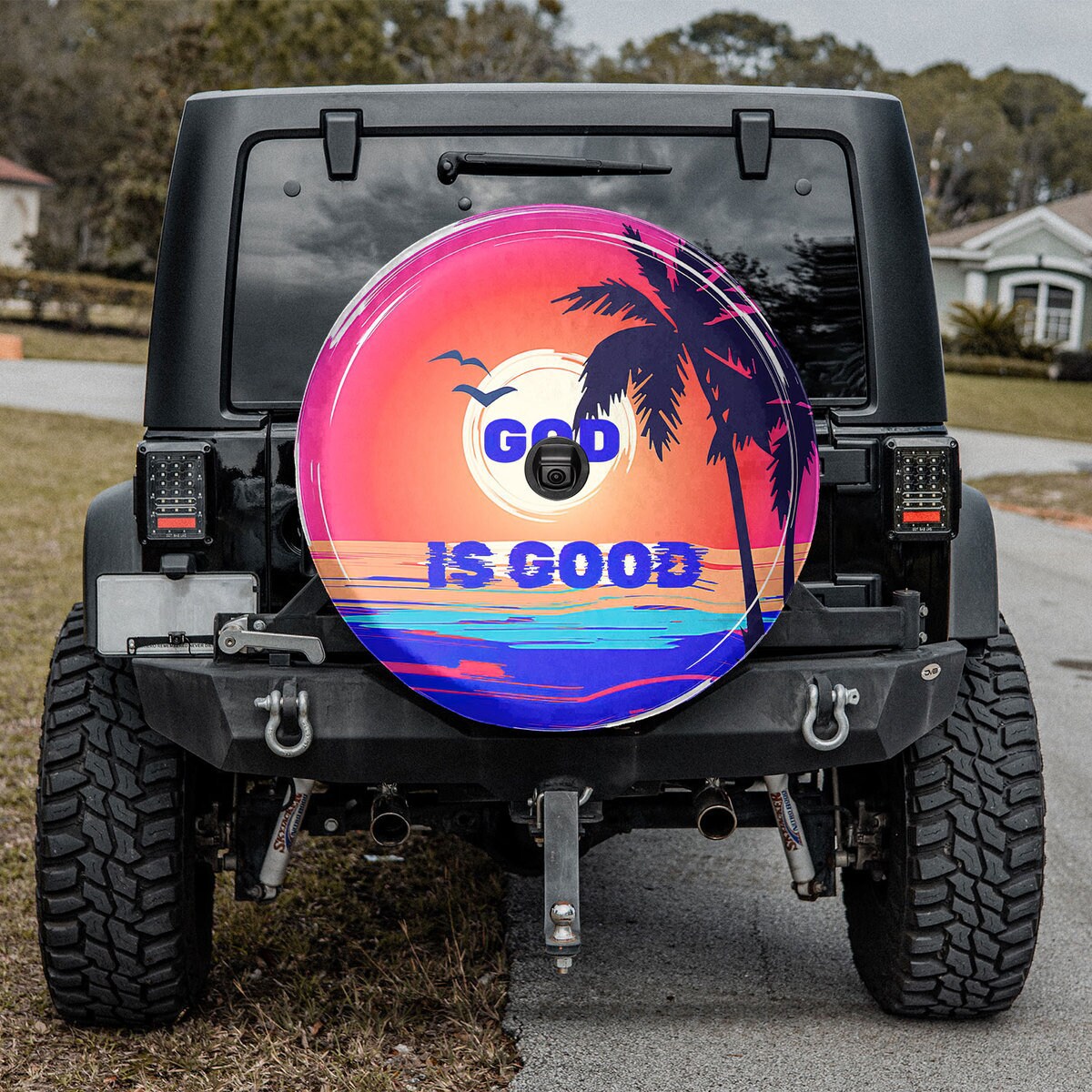 God is Good Beach Sunset American Day, SUV Tire Cover, Holiday tire ...