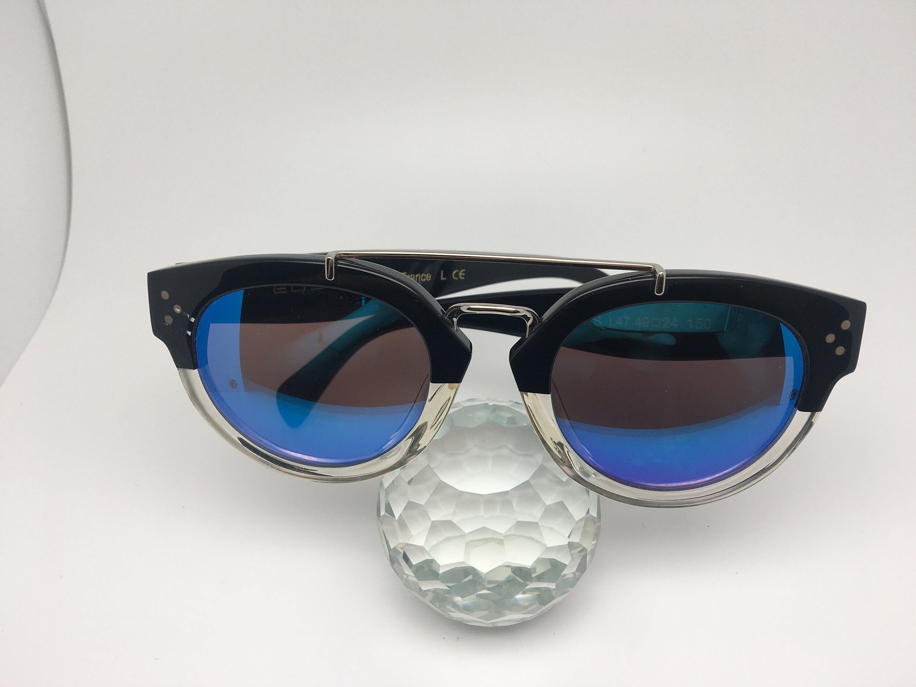 EOS Eyeglasses IVY LEAGUE Round black sunglasses with silver Etsy