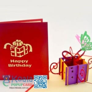 Butterfly on a Gift Box 3D Pop Up Greeting Cards (NV77)