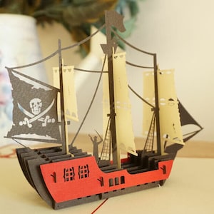 Pirate Ship High Quality Popup Greeting Card (L23)