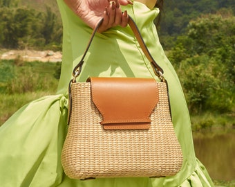 Bolsa PEONY de junco, bolsa de palha, bolsa natural, bolsa de praia, bolsa feita à mão, bolsa transversal, bolsa de verão