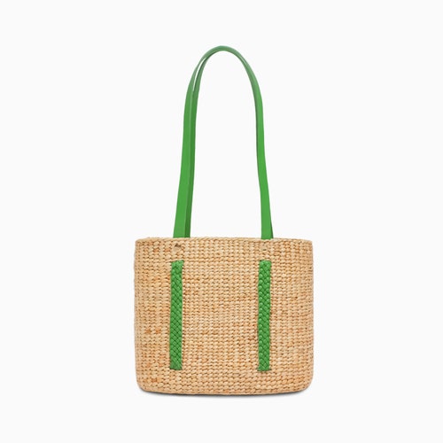 Karine Seagrass, Beach Basket Bag, Seagrass Basket Bag with Leather