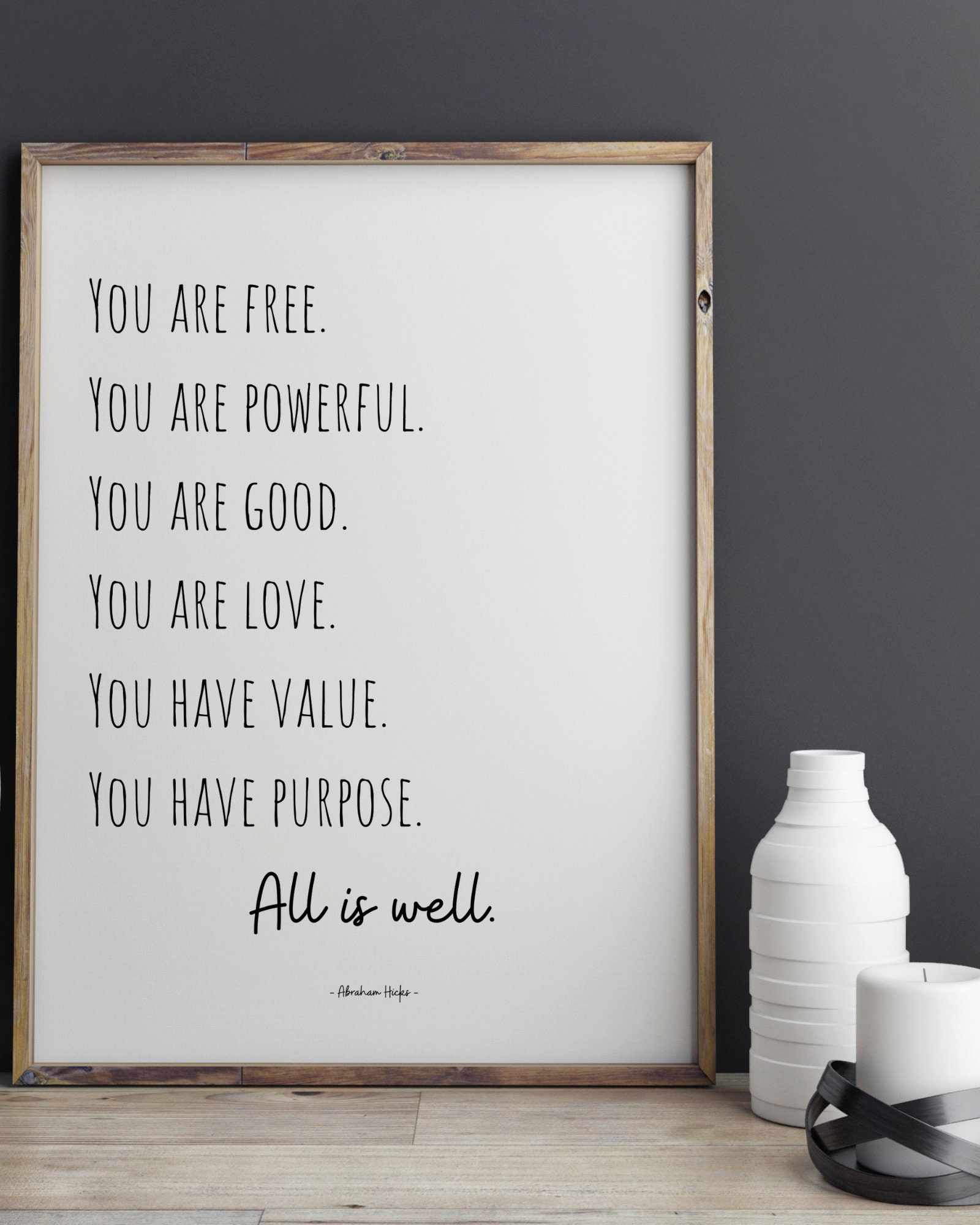 You Are Powerful All Is Well Abraham Hicks Quote Esther - Etsy
