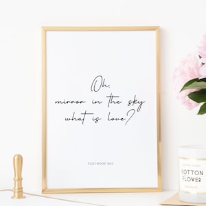 Landslide Fleetwood Mac Lyric Art / Oh espejo en el cielo lo que es amor / Stevie Nicks Print / Fleetwood Mac Print / Landslide Print