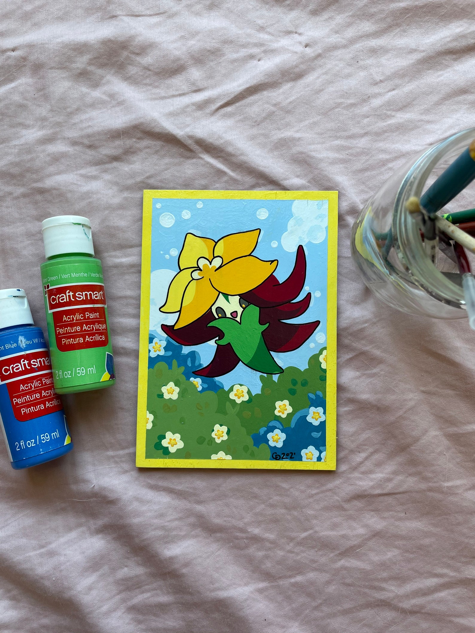 Acrylic Painting Of Gossifleur Pok mon Card Etsy