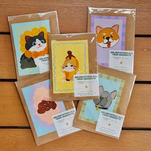 Hand-Painted Animal Greeting Card – Original Artwork | Cute Handmade Card | Blank Inside | Perfect Gift for Animal Lovers