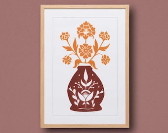 モーニング・マリーゴールド - オリジナル・リノプリントまたはデジタルプリント