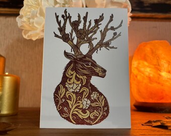 The Stag illustrated A6 Greeting card