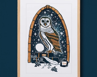 ウォーロックの窓 - オリジナルリノプリントまたはデジタルプリント