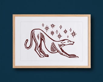 犬 - イラスト入りデジタルプリント