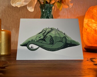Bignor Hill Dragon folklore illustrated A6 Greeting card