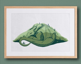 ビッグナーヒルドラゴンの民間伝承のイラスト付きデジタルプリント