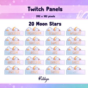 Pack Panel Twitch Moon stelle - Download istantaneo / P2U. Design del flusso predefinito. Pacchetto giocatore