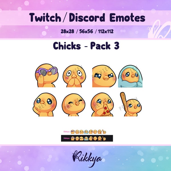 Twitch Emote - Yellow Chicks Pack 3 - Instant download / P2U. Premade stream design. Gamer pack