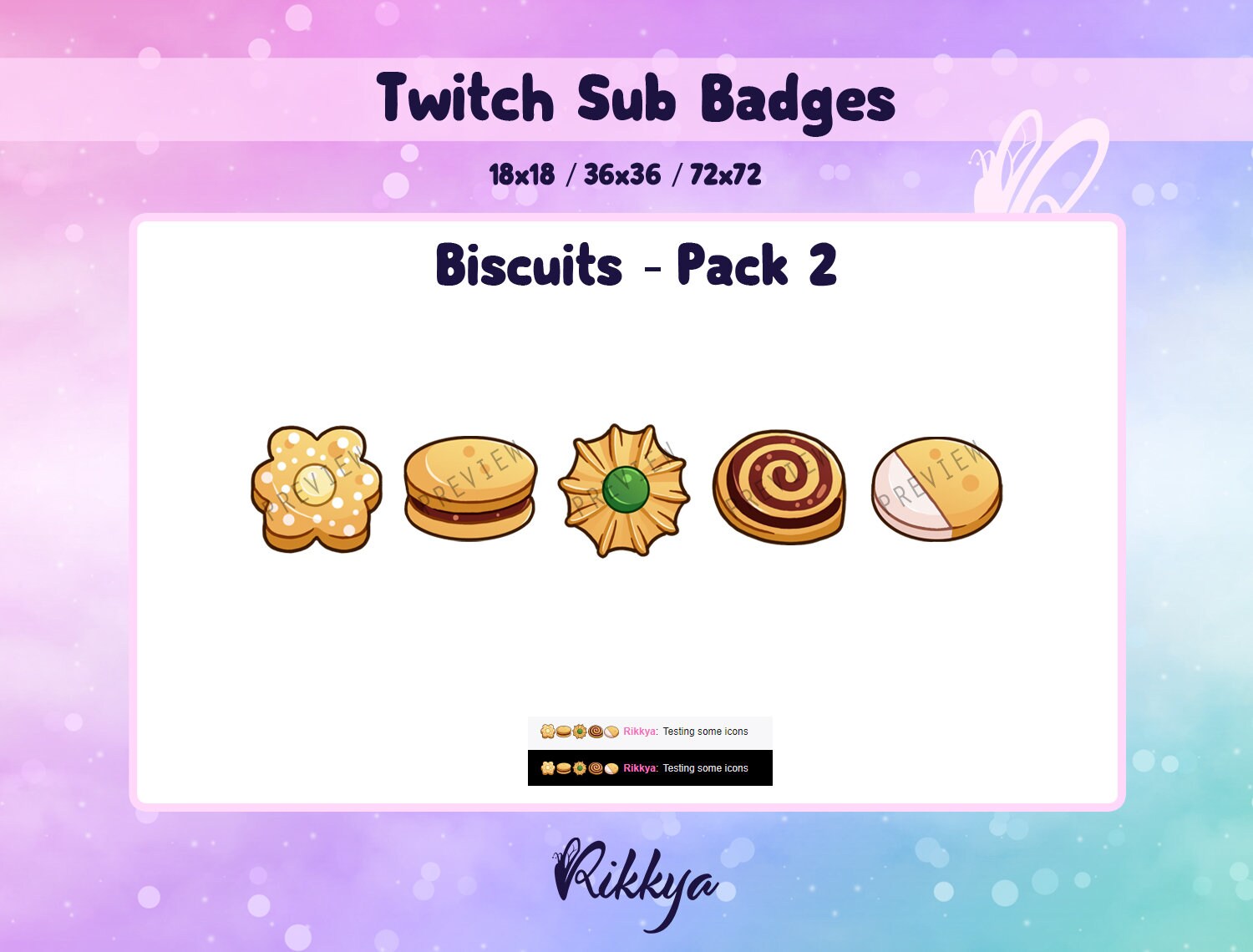 Twitch Bit Cheer Sub Badge Biscuit Pack 2 Instant Download Etsy