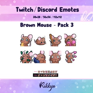 Mouse Emotes Twitch Emote - Brown Mouse Pack 3 - Instant Download / P2U. Premade ...