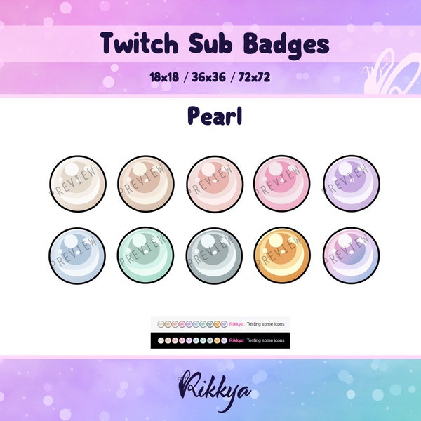 Twitch Bit/Cheer Sub Badge - Pearl - Direct downloaden/P2U. Vooraf gemaakt stroomontwerp. Gamerpakket