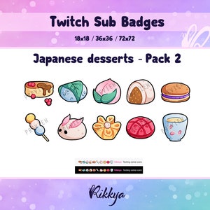 Twitch Bit/Cheer Sub Badge - Japanese desserts Pack 2 - Instant download / P2U. Premade stream design. gamer pack