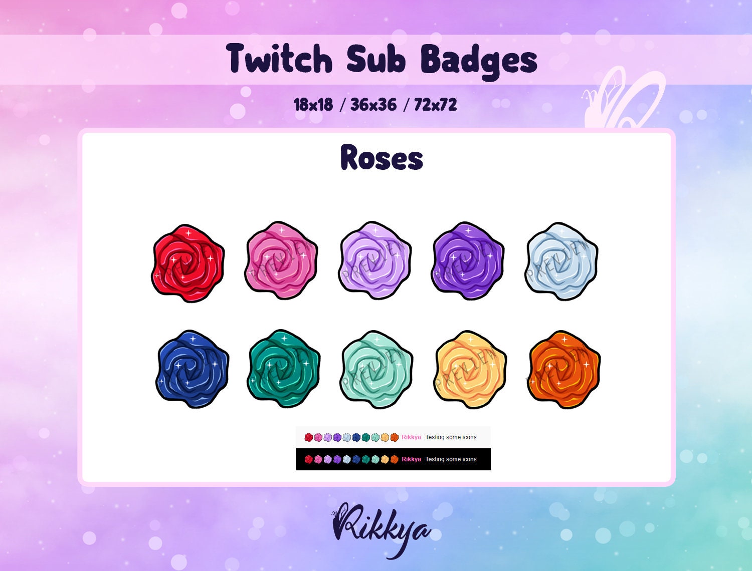 Twitch Bit Cheer Sub Badge Roses Instant Download P2u Etsy