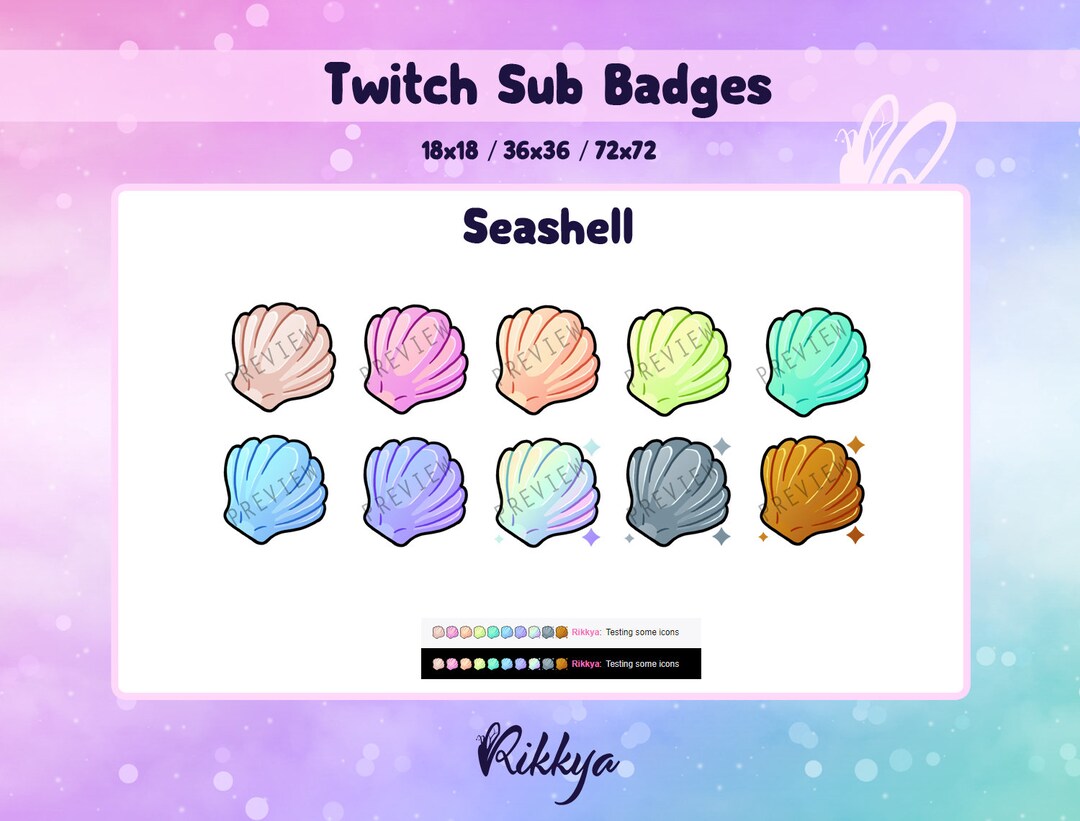 Twitch Bit/cheer Sub Badge - Seashell - Instant Download / P2U. Premade ...