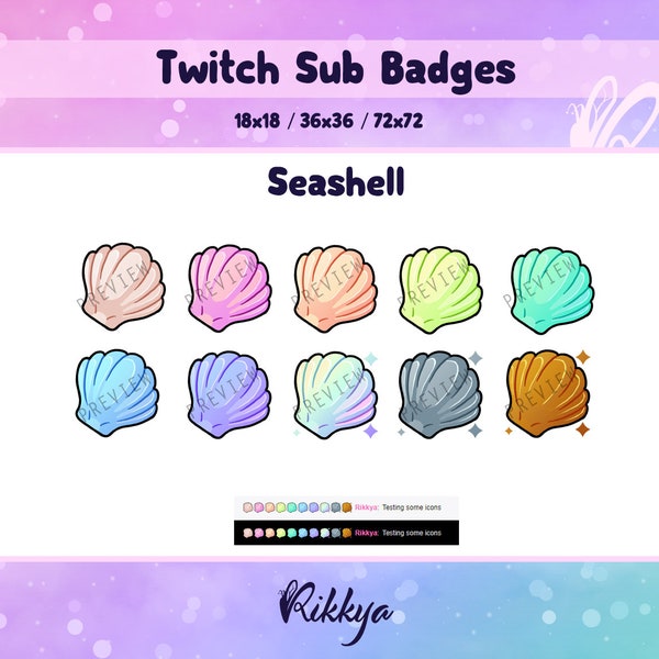 Twitch Bit/Cheer Sub Badge - Seashell - Instant download / P2U. Premade stream design. Gamer pack