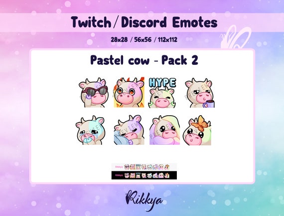 Twitch Emote Cute Pastel Cow Pack 2 Instant Download Etsy 日本
