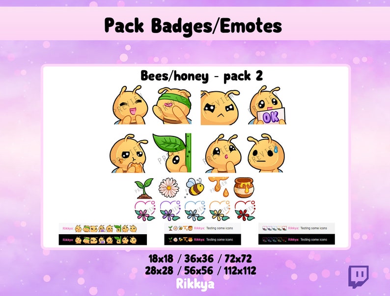 Pack Twitch Sub Emote/Badge Bees/honey 2 Instant download ...