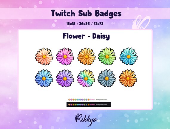 Cute sub badges Streamer Kawaii Badges for streamers Twitch sub/ bit badges Flowers/ Daisy Daisy Flowers Cute sub badges Streamer Kawaii Badges for streamers Twitch sub/ bit badges Flowers/ Daisy Daisy Flowers