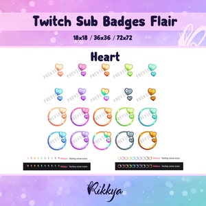 Twitch Bit/Cheer Sub Badge Flair Heart - Instant download / P2U. Premade stream design. gamer pack