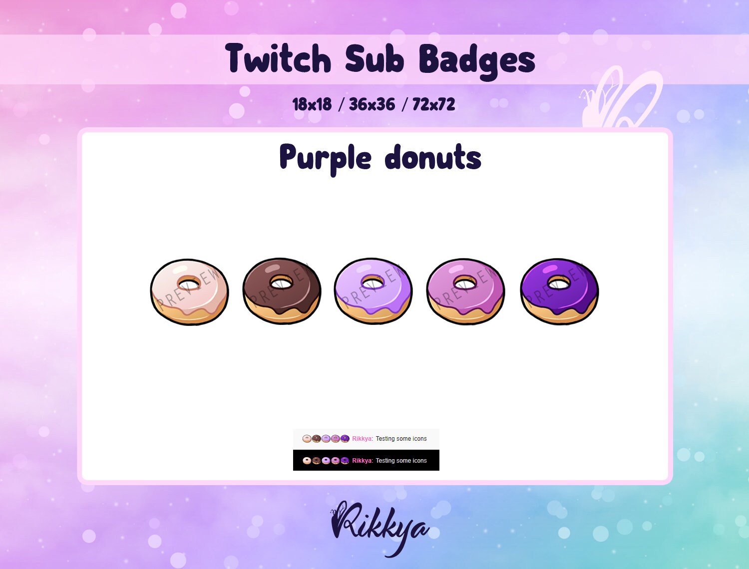 Twitch Bit Cheer Sub Badge Purple Donuts Instant Download Etsy