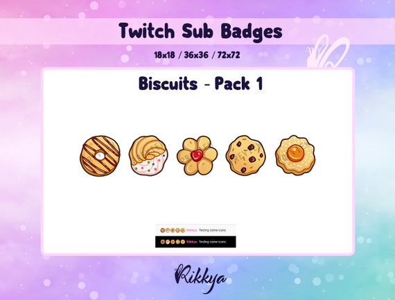 Twitch Bit Cheer Sub Badge Cookie Cookies Chocolate Etsy
