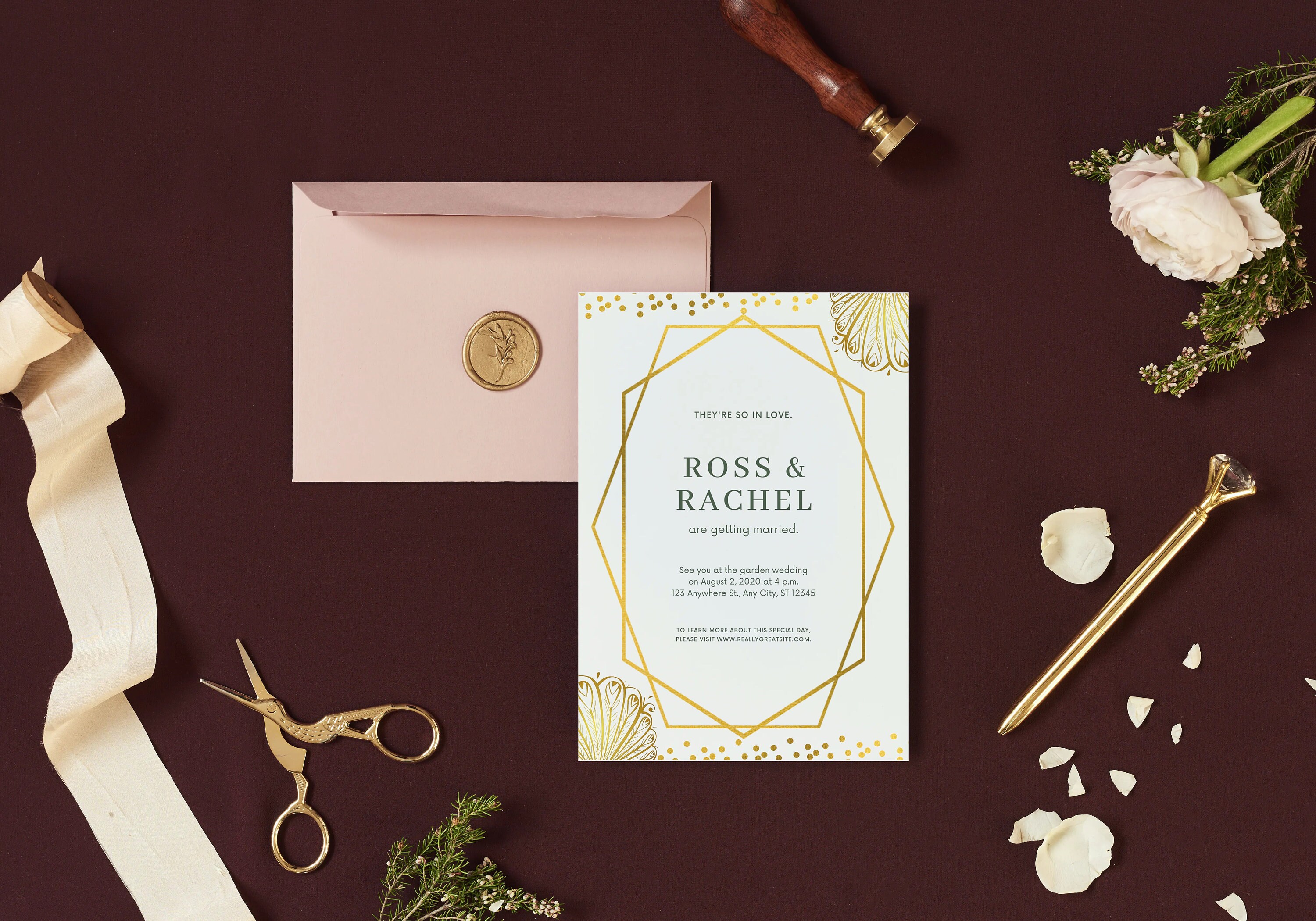 Electronic Gold Digital Wedding Invitation Gold Wedding | Etsy