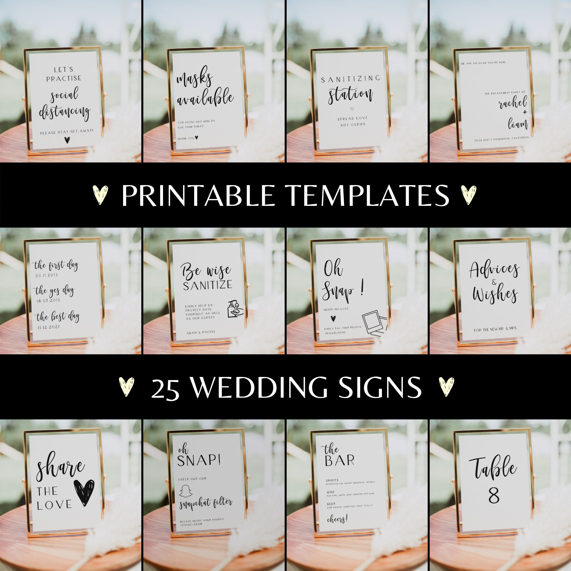 Wedding Signs Bundle 25 SIGNS BUNDLE Wedding Table Signs | Etsy