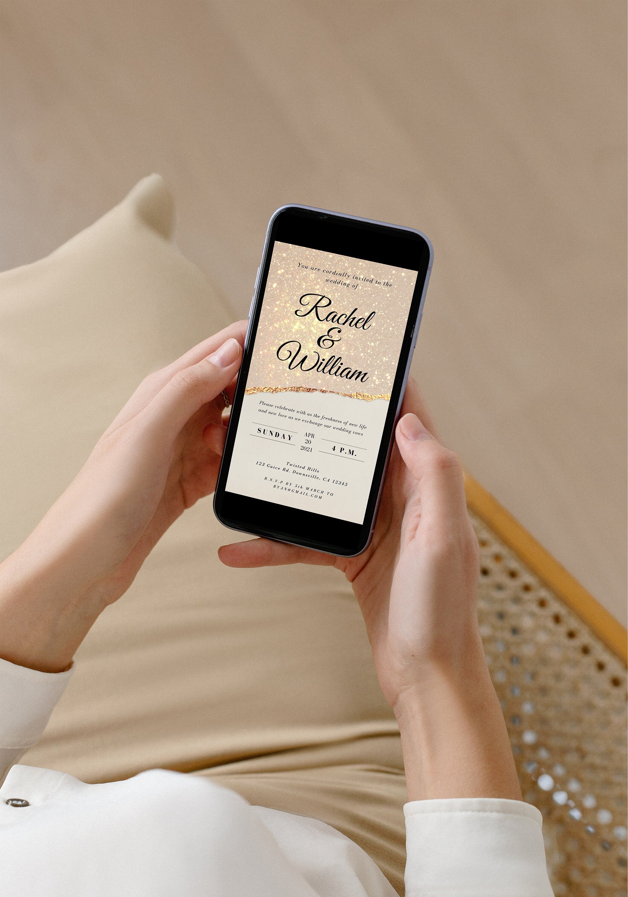 Rose Gold Digital Wedding Invitation Modern Wedding Etsy.de