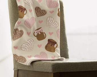 Concha Throw Blanket/Mexican Sweet Bread Light-Weight Throw Blanket/Cafecito y Pan Dulce